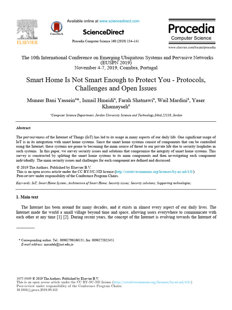 Smart Home Security Challenges and Solutions | PDF | Internet Of Things ...