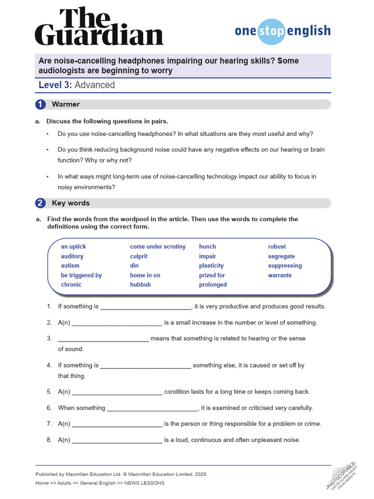 Noise-Cancelling Headphones Impact | PDF | Hearing | Audiology
