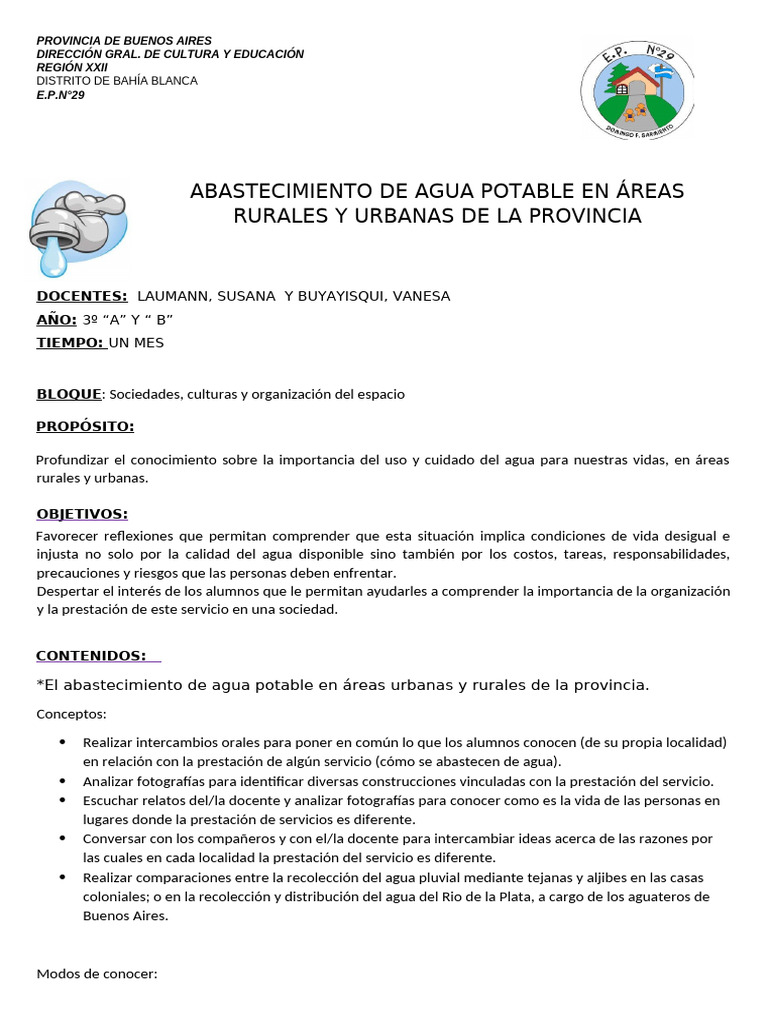 ABASTECIMIENTO DE AGUA POTABLE EN ÁREAS RURALES Y URBANAS DE LA ...