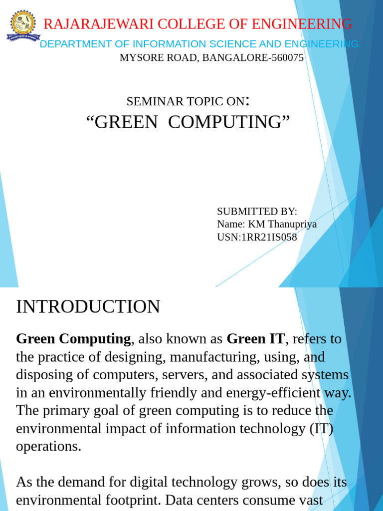 Green Computing 1ppt | PDF | Efficient Energy Use | Electronic Waste