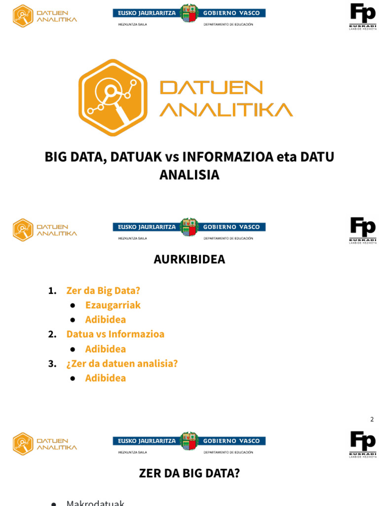 5.1. Big Data, Datuak Vs Informazioa Eta Datu Analisia - Eus | PDF