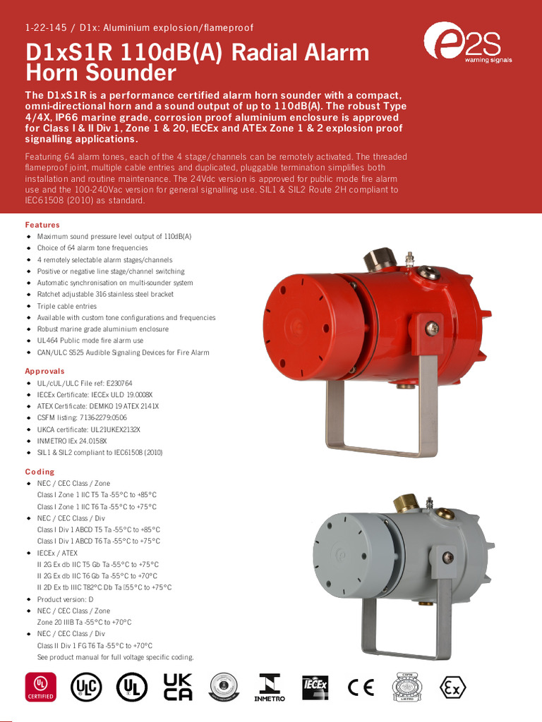 Radial Alarm Sounder 1-22-145-d1xs1r - Datasheet | PDF | Electrical ...
