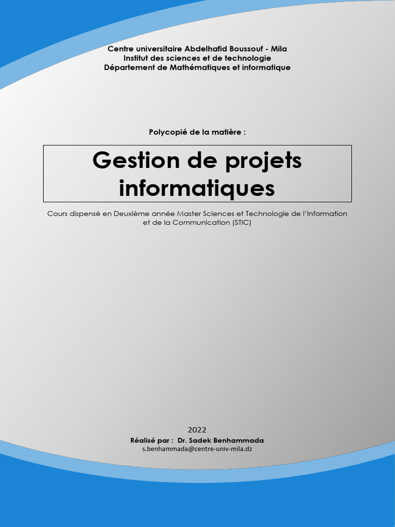 Gestion de projets informatiques STIC | PDF | Gestion de projet ...