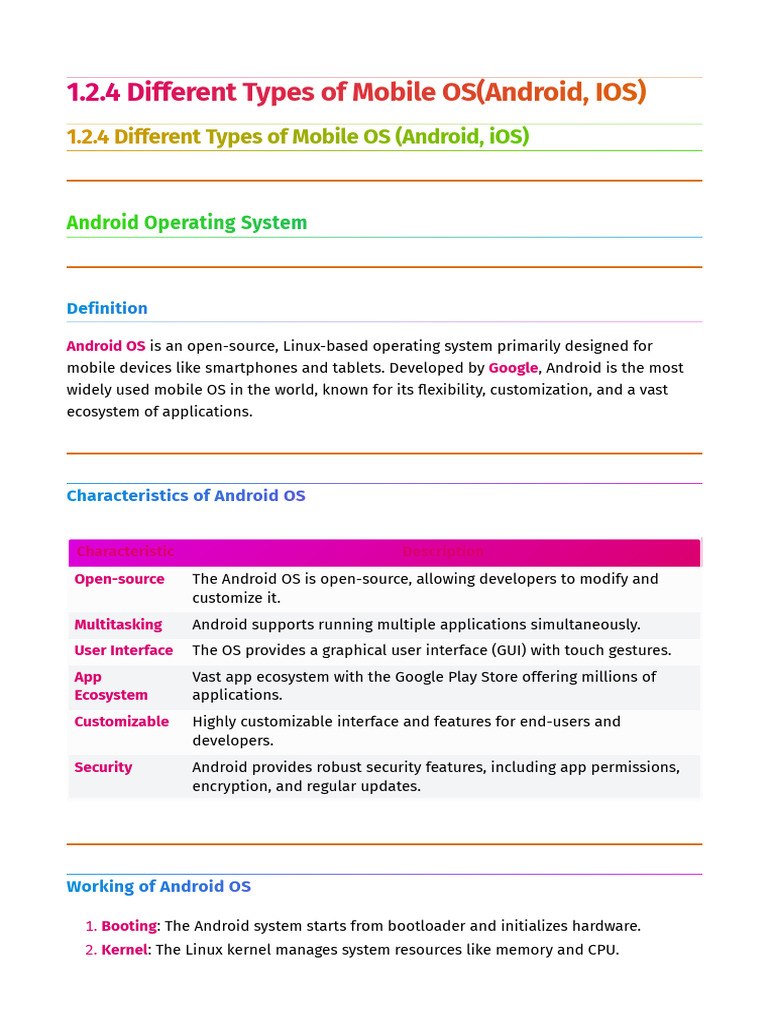 1.2.4 Different Types of Mobile OS(Android, IOS) | PDF | Android ...