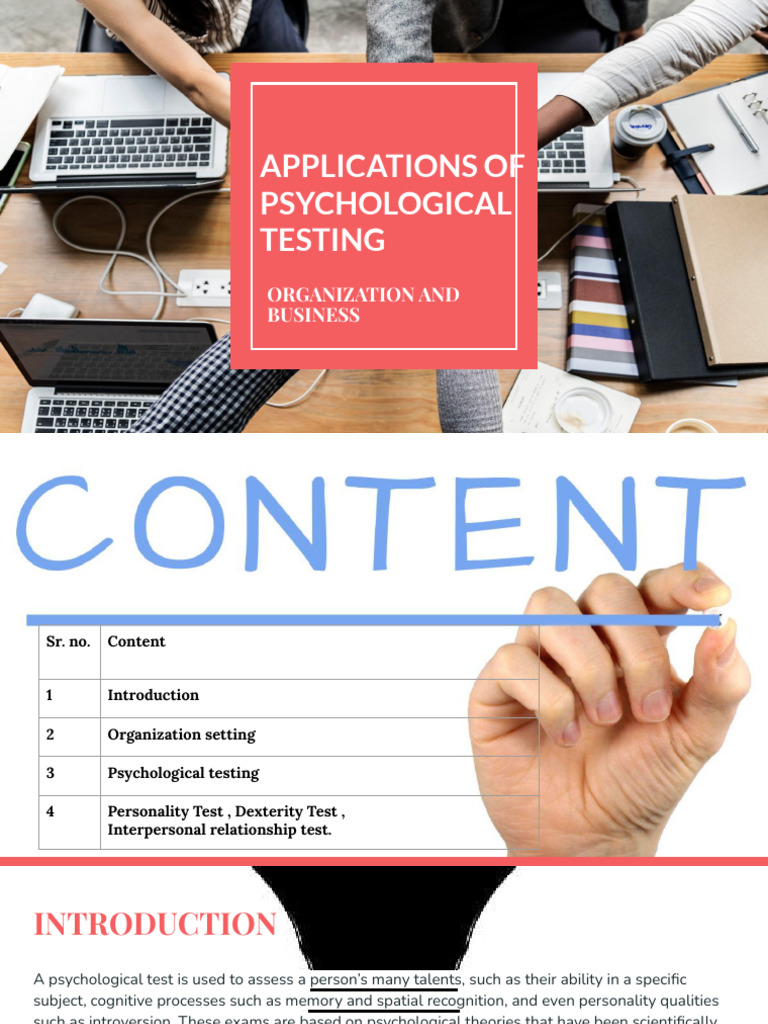 application of psychological testing in Business and Organisation | PDF ...
