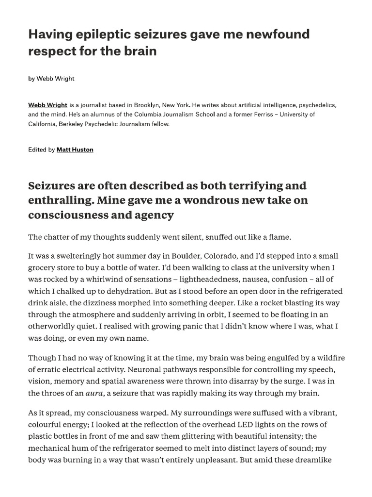 Having Epileptic Seizures Gave Me Newfound Respect For The Brain | PDF