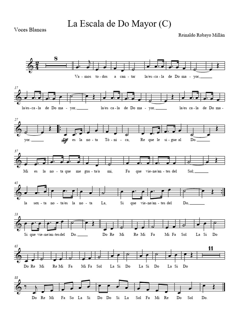 La Escala de Do Mayor - Voces | PDF | Pitch (Música) | Elementos de la ...