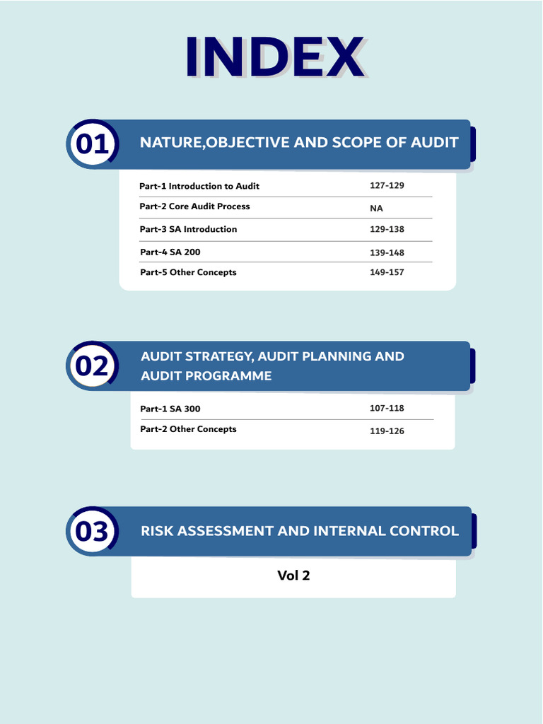 CA Inter Audit Handwritten Notes Index | PDF | Audit | Internal Control