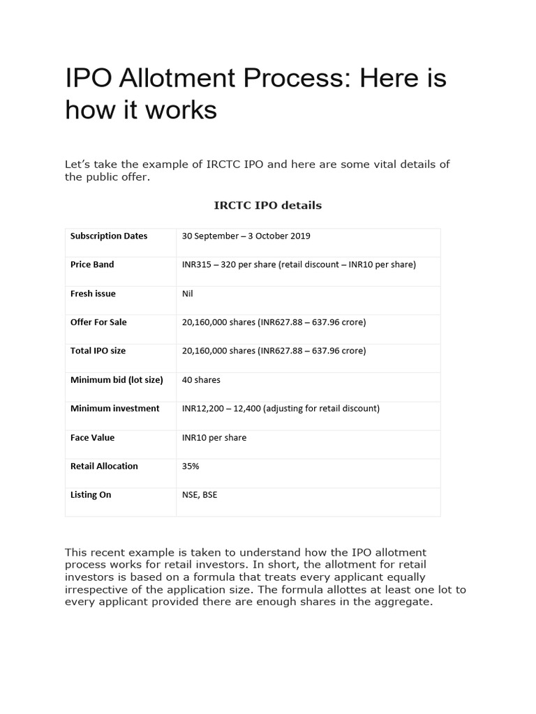 Understanding IPO Allotment Process | PDF | Initial Public Offering ...