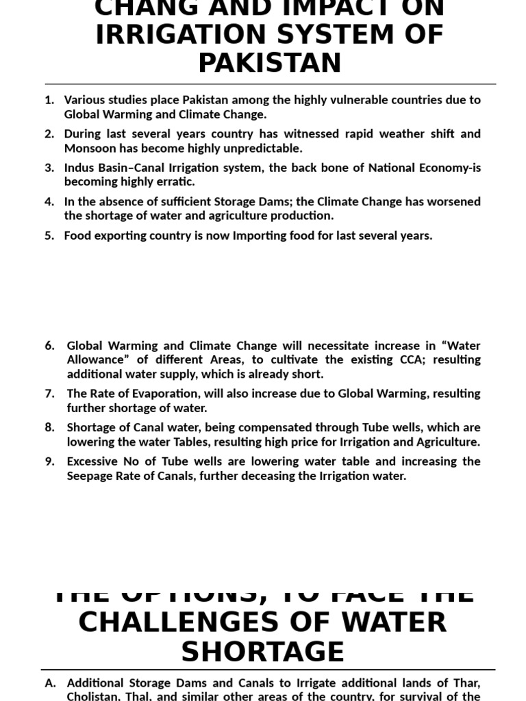 Climate Change Impact on Pakistan's Irrigation | PDF