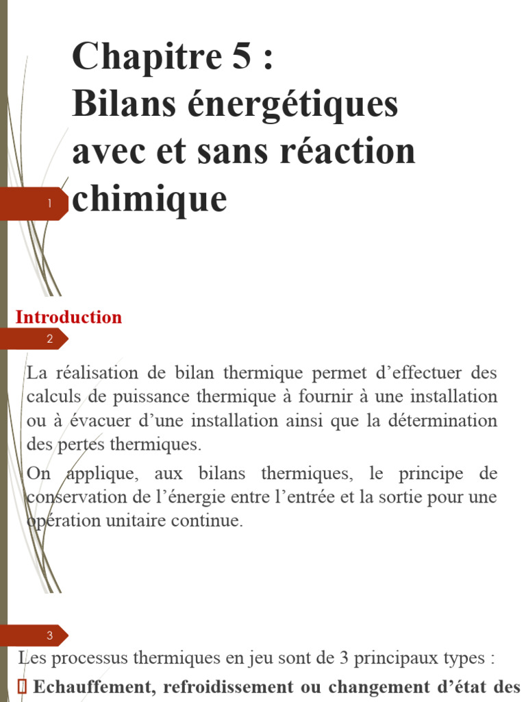 Bilans énergétiques en procédés thermiques | PDF | Chaleur | Enthalpie