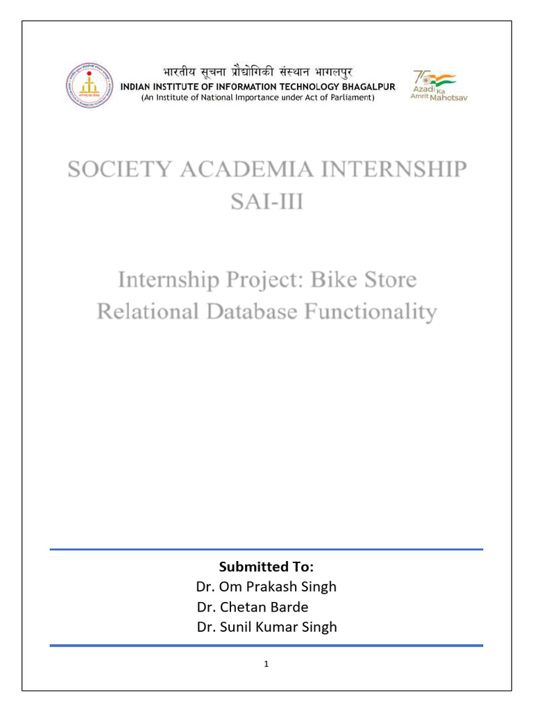 Bike Store Database Internship Report | PDF | Databases | Microsoft Sql ...