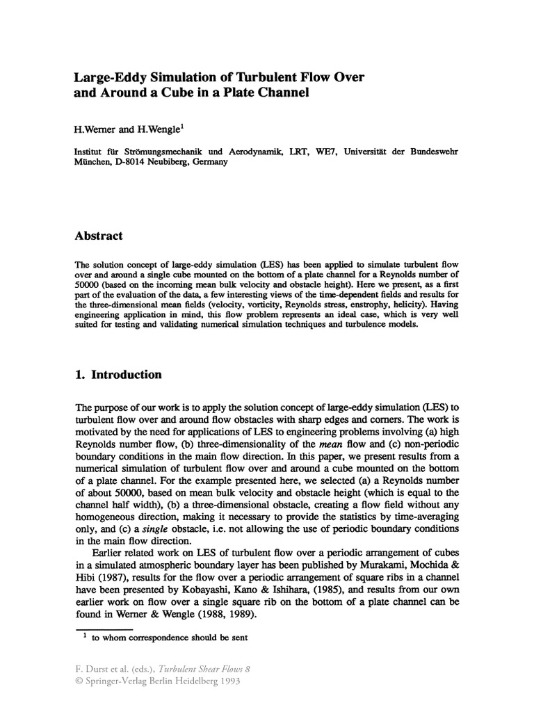 LES of Turbulent Flow Over a Cube | PDF | Fluid Dynamics | Shear Stress