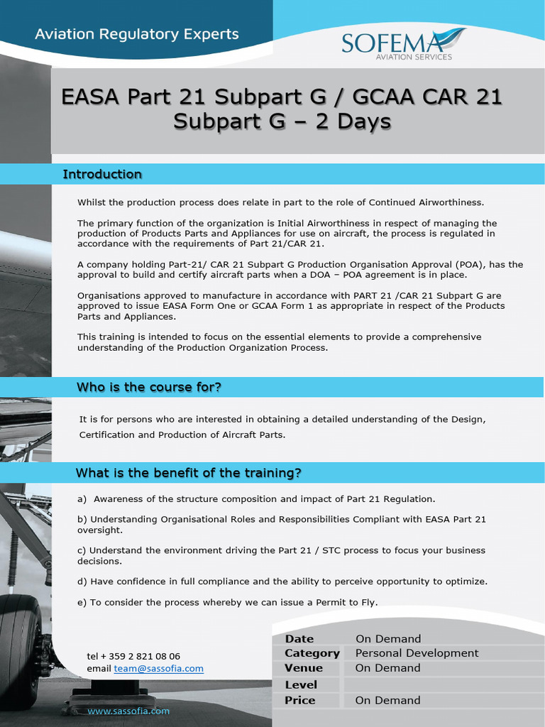 EASA Part 21 Subpart G Training Course | PDF | Aviation