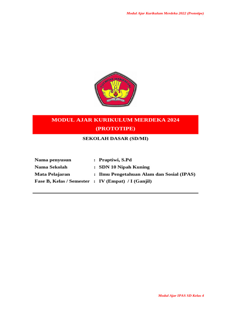 Modul Ajar IPAS SD Kelas 4 2024 | PDF
