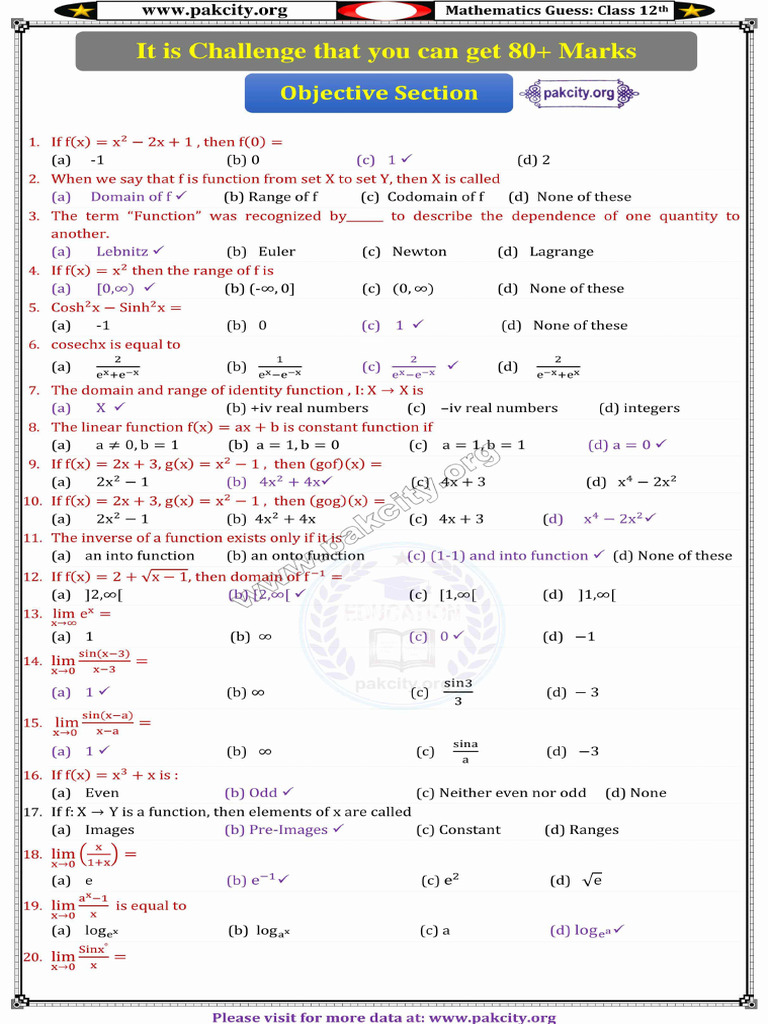 12th Math V.imp Guess 2025 With Ans? | PDF