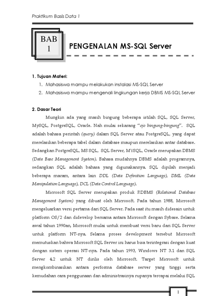 Modul Prakt Basis Data 1 - Ilkom | PDF | Komputer