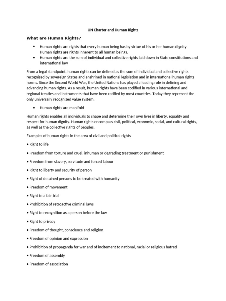 UN Charter: Foundation of Human Rights | PDF | Human Rights ...