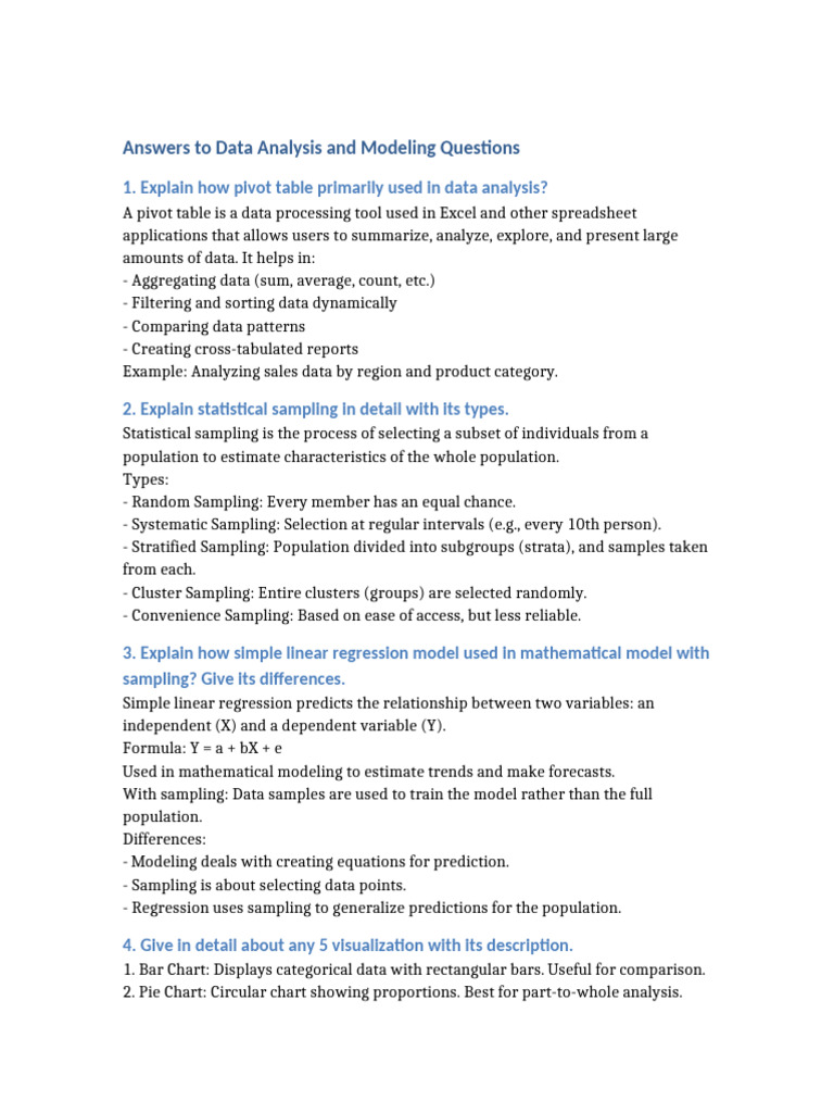 Data_Analysis_and_Modeling_Answers | PDF | Sampling (Statistics ...