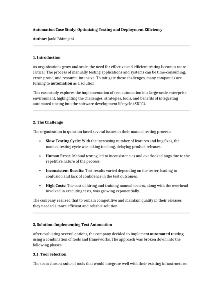Test Automation Case Study Insights | PDF | Software Testing | Automation