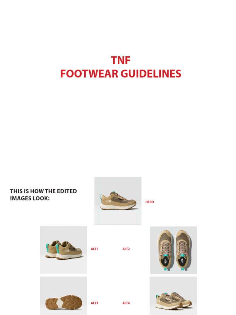 TNF Footwear Image Editing Guidelines | PDF | Imaging