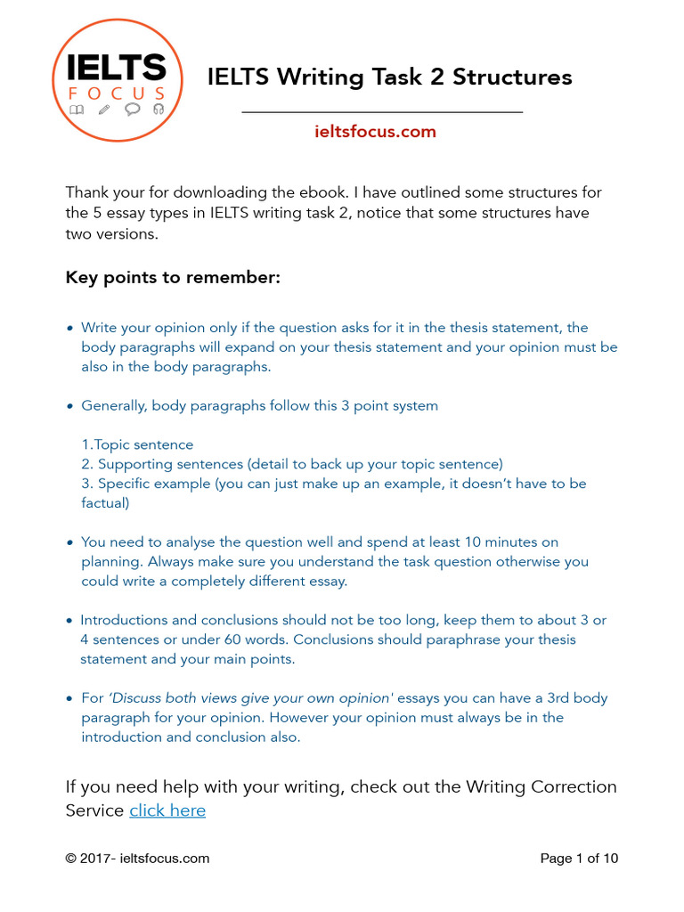 IELTS Writing Task 2 Essay Structures | PDF | Essays | Thesis