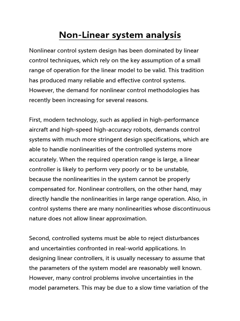 Non-Linear System Analysis | PDF | Stability Theory | Nonlinear System