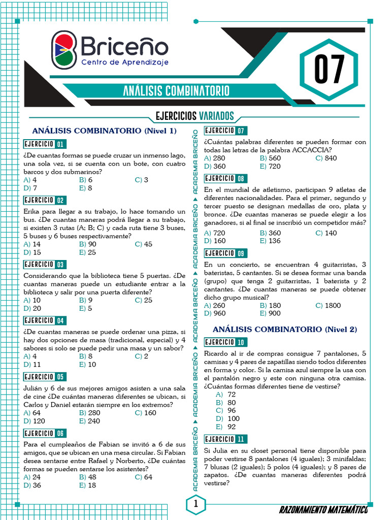 Analisis Combinatorio | PDF | Matemáticas