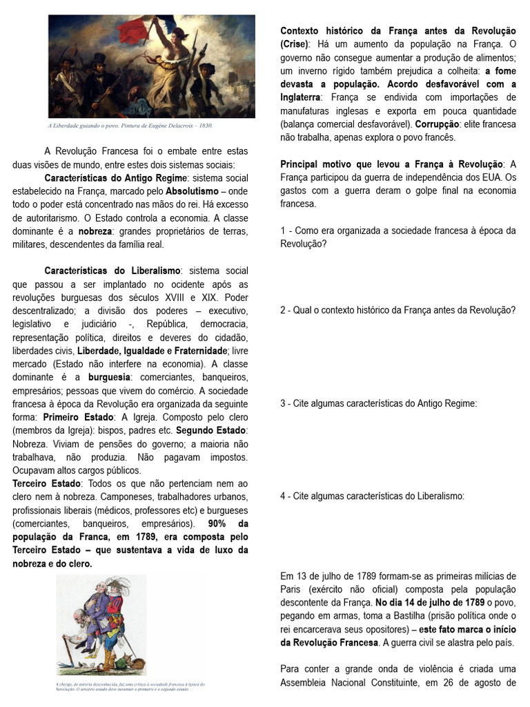 Revolução Francesa: Contexto e Características | PDF | Revolução ...