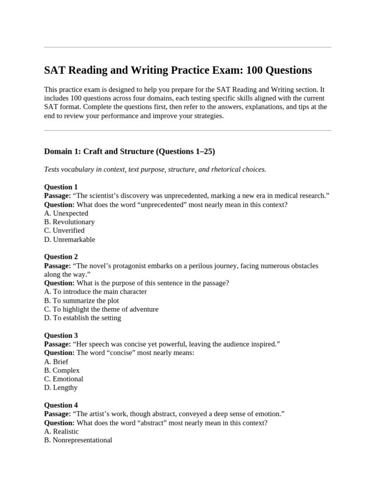 Sat Exam Questions | PDF | Sat | Verb