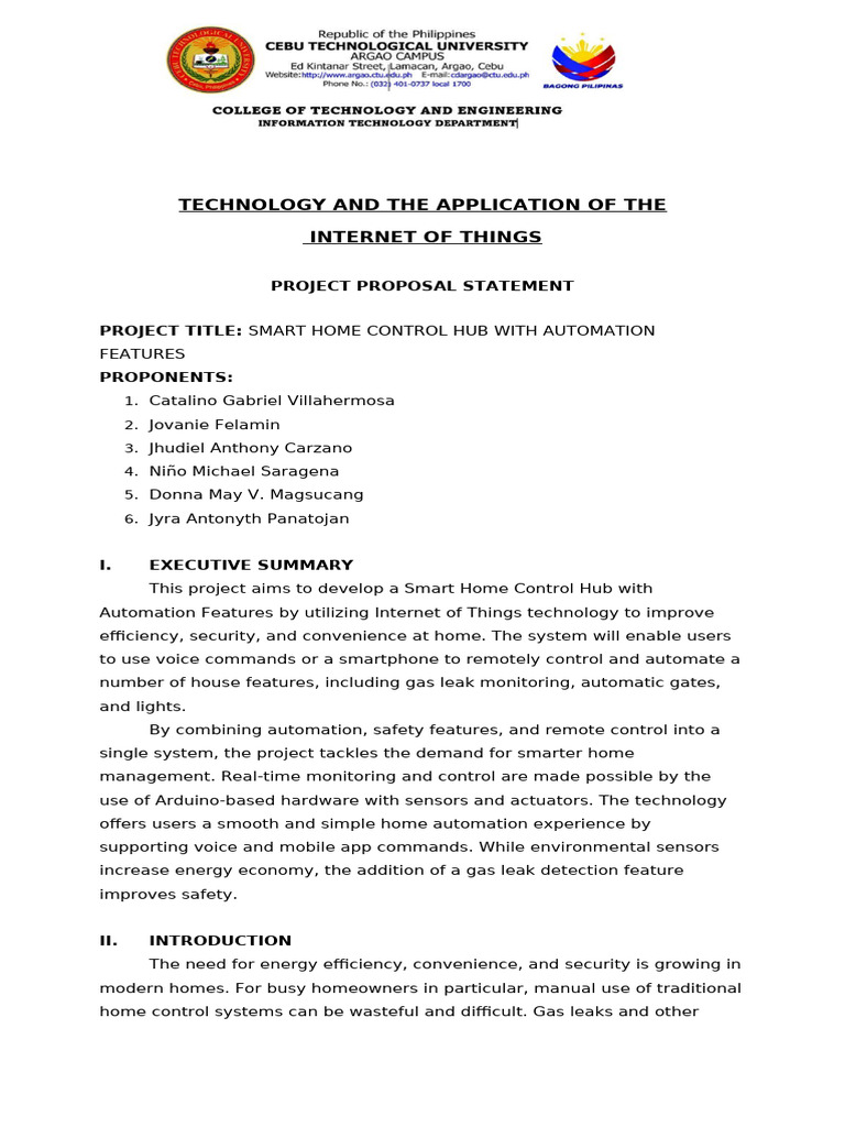 Group 5 Smart Home Proposal | PDF | Home Automation | Internet Of Things