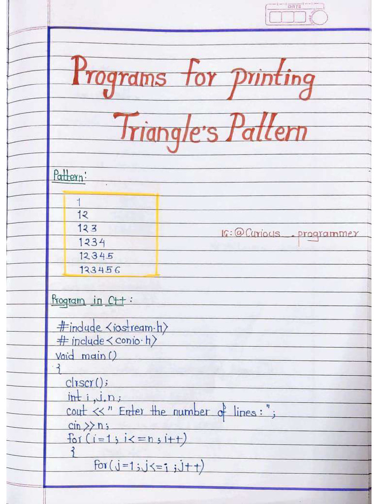 C++ Programs To Print Triangle Patterns | PDF