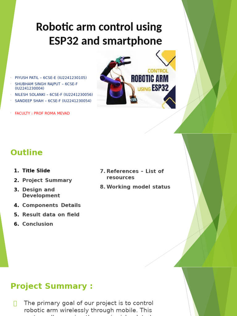 Wireless Robotic Arm Control with ESP32 | PDF | Robotics | Mobile App