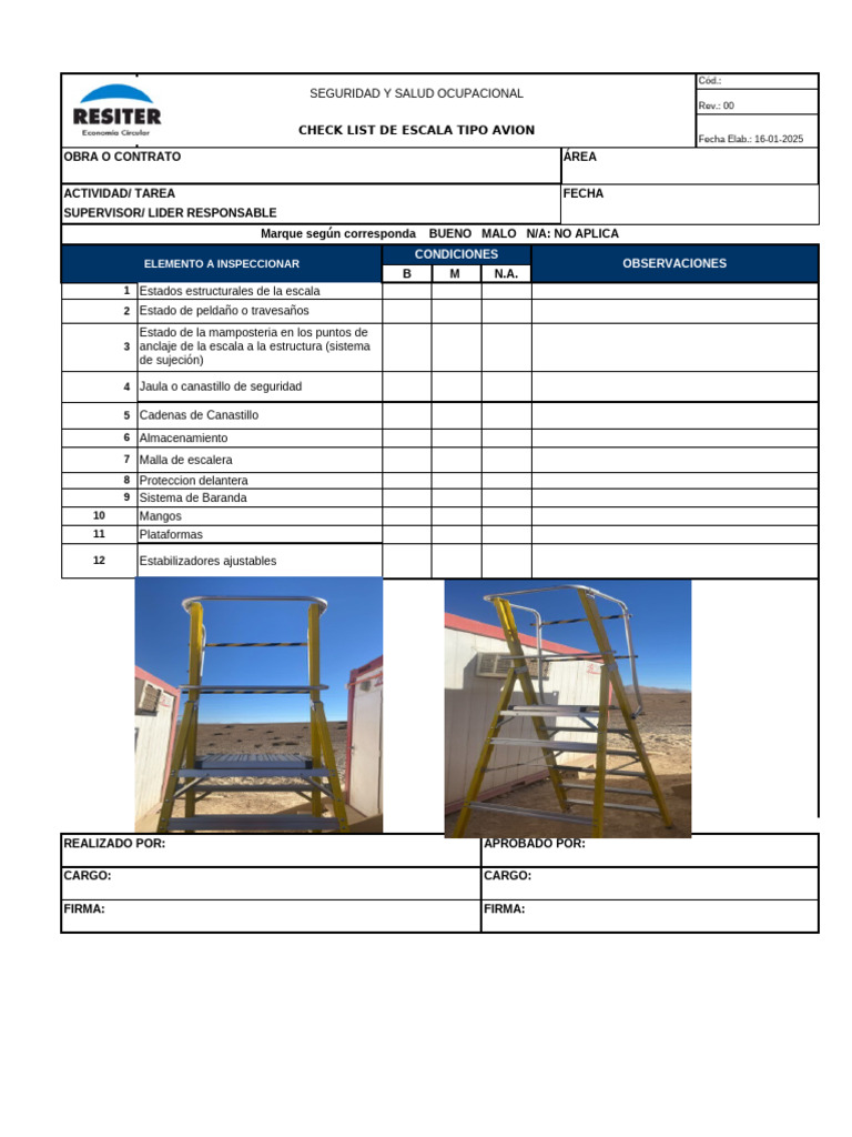 Check List Escalera Tipo Avión | PDF