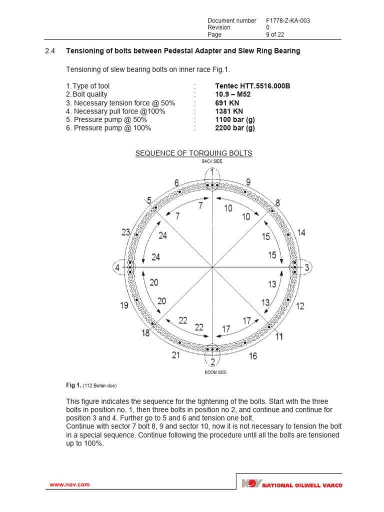 Bolt Tightening Sequence for Slew Bearing | PDF
