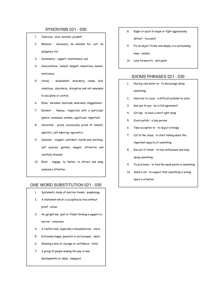 Vocabulary 021 - 030 | PDF