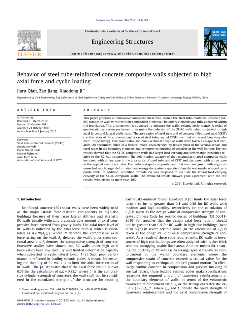 (2012) Behavior of Steel Tube-Reinforced Concrete Composite Walls ...