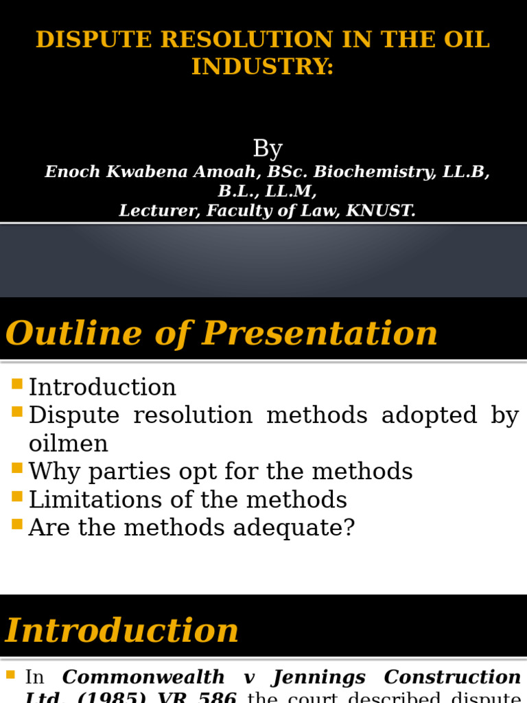 Oil Industry Dispute Resolution Methods | PDF | Mediation | Arbitration