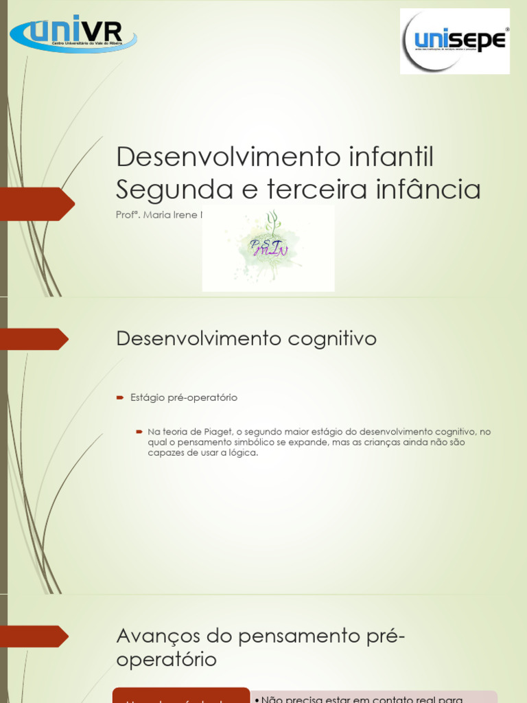 Desenvolvimento Cognitivo Infantil segundo Piaget | PDF | Autoimagem ...