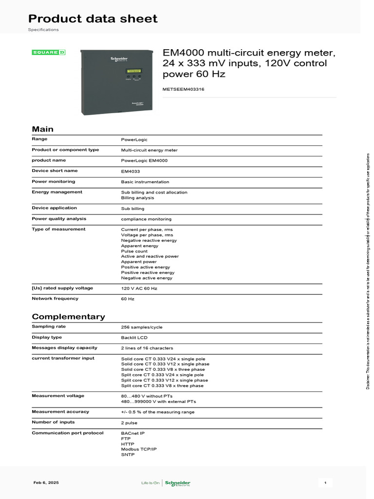 PowerLogic EM4033 User Manual | PDF | Ac Power | Electromagnetism