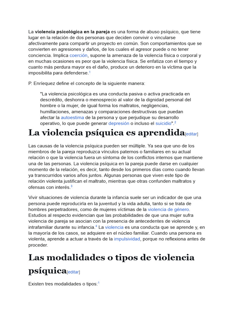 Violencia Psicológica en la Pareja: Tipos y Consecuencias | PDF ...