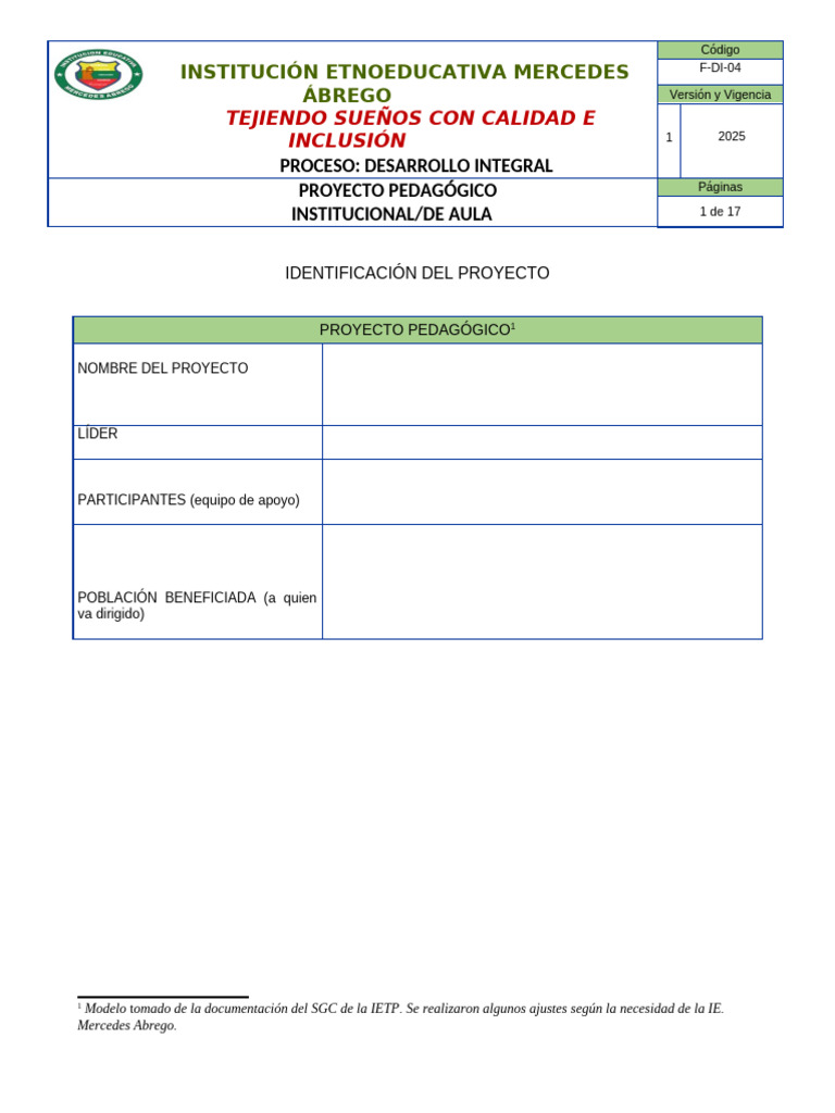 Proyecto de Aula | PDF