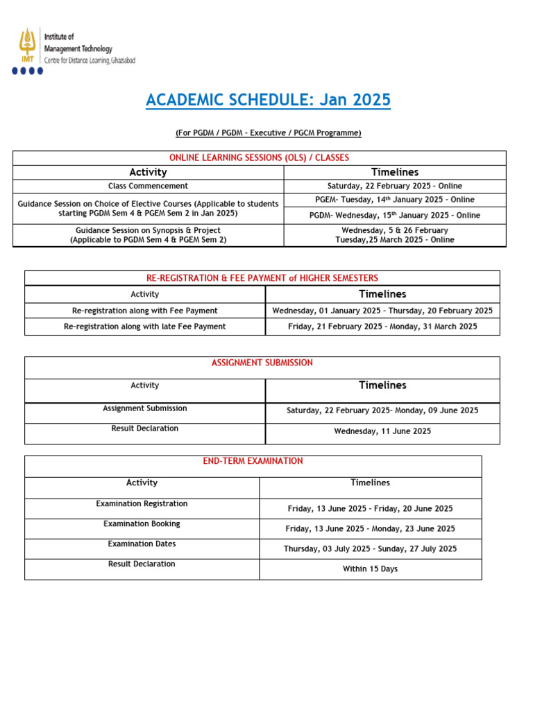 ACADEMICSCHEDULEJanuary 2025 | PDF | Academic Term | Educational Stages
