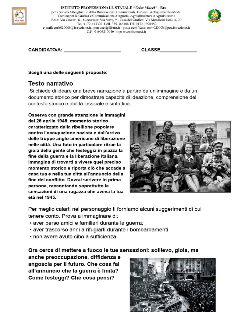 Prima Prova Italiano | PDF