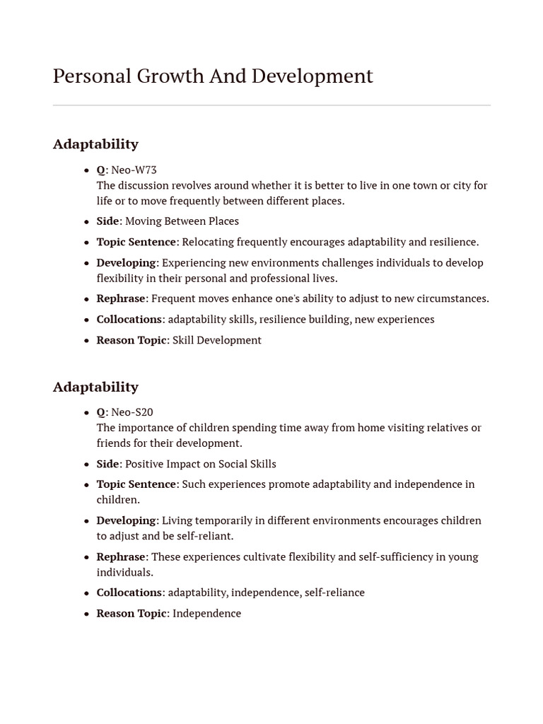 Personal Growth And Development Pdf Creativity Hobbies