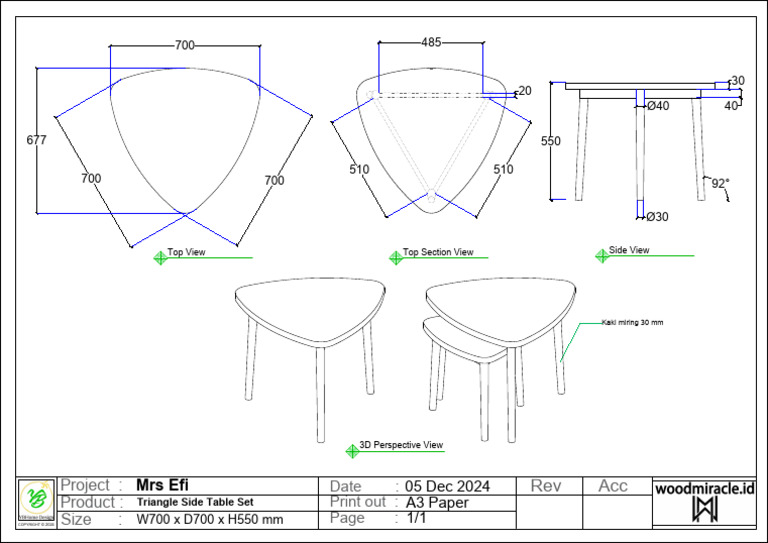 Side Table Triangle 70x70x55cm MR Adhit & Mrs Efi | PDF