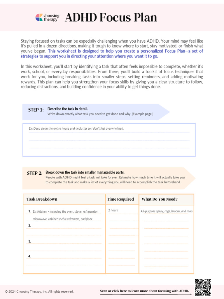 ADHD Task Management Focus Plan | PDF | Mental Health | Psychiatry