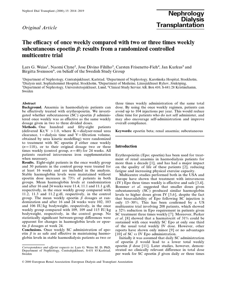 The Efficacy of Once Weekly Compared With Two or Three Times Weekly ...