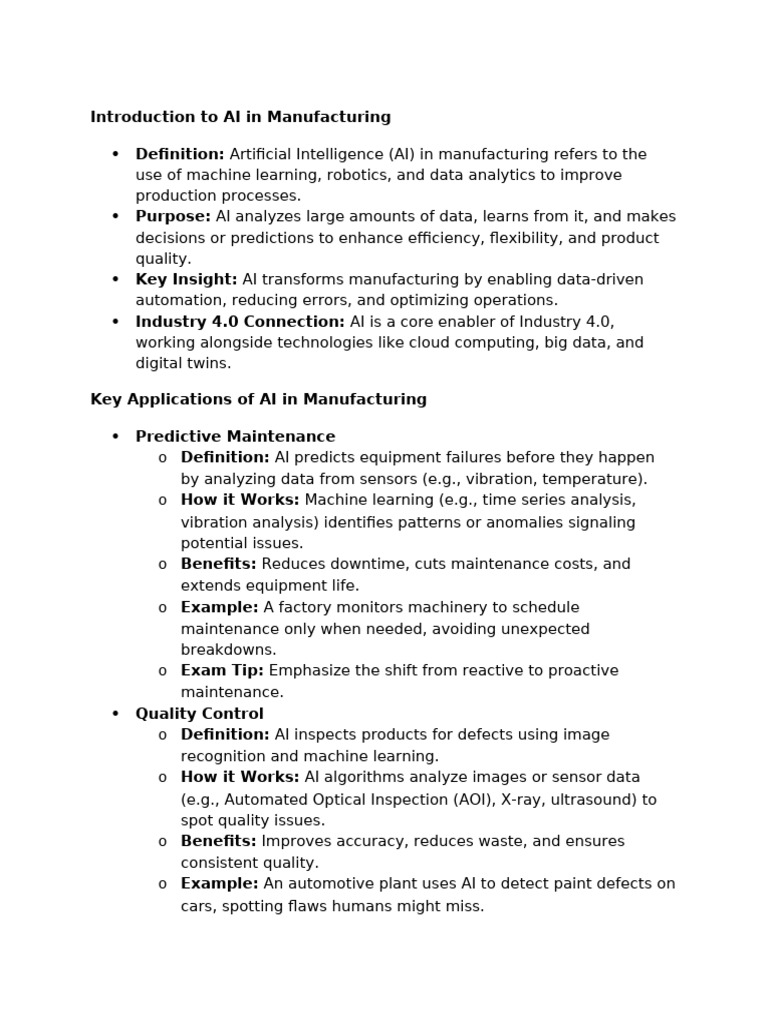 AI Applications in Manufacturing Overview | PDF | Artificial ...