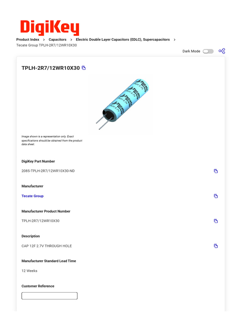 TPLH-2R7 - 12WR10X30 Tecate Group - Capacitors - DigiKey | PDF ...